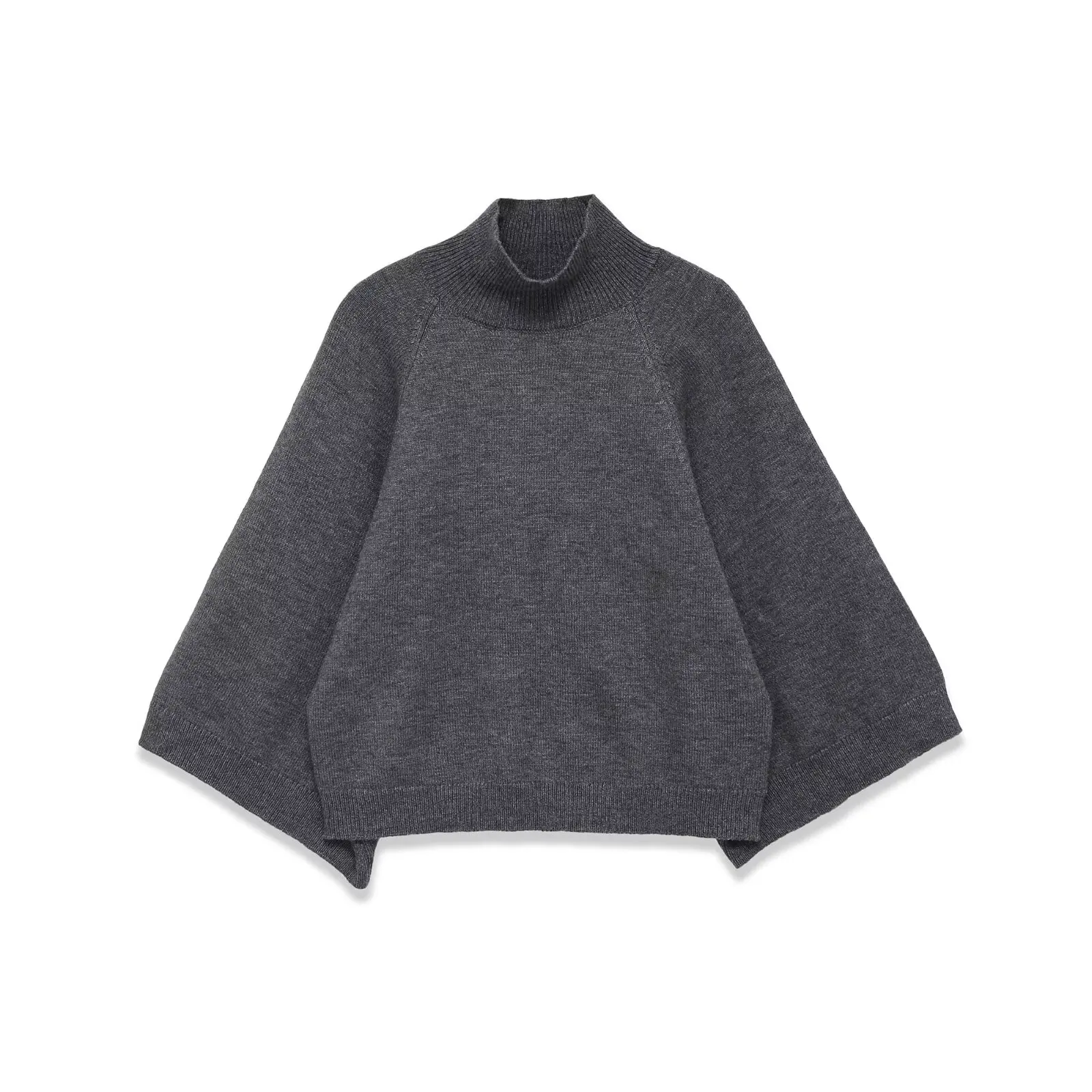 Blue Wide Sleeve Knit Pullover Women Spring 2025 Short High Neck Sweater - Image 5