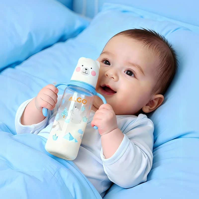 Baby bottle, 240ml Newborn PP bottle with handle, Cartoon bottle, baby feeding bottle - Image 3