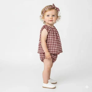 SeasonSea Baby Set for 0-2Y Babies Comfortable Kids Breathable Loungewear Spring Summer Pure Cotton Suit Plaid Toddler Set