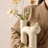 2024 Ceramic Flower Vase Cute Tubular Kawaii Cat Vase Room Home Desktop Decoration Art Ornament Gift Flowerpot Free Shipping