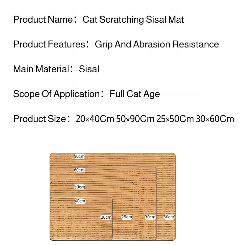 Cat Sisal Mat Furniture Wall Anti-Scratch Pad Wear-resistant Cat Scratching Board for Cat Paw Training Protect Couch and Carpets - Image 6