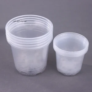 5Pcs Transparent Plastic Flower Pots with Drainage Holes for Gardening - Root Growth Visibility And Water Damage Protection