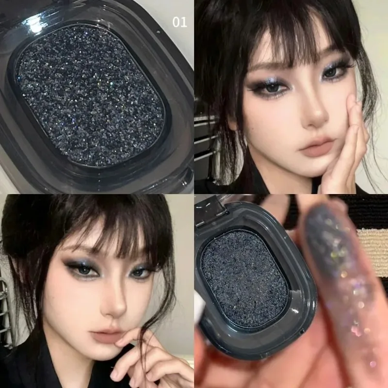 Punk Smoky Black Eyeshadow Makeup Palette Glitter Metallic Dark Silver Eye Shadow Highlighter Pearl Brown Eyes Pigments Cosmetic - Image 3