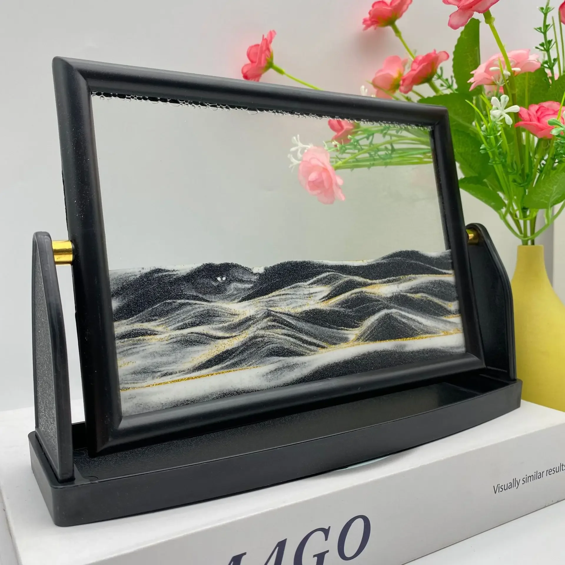 Rotatable Moving Sand Art Picture Square Glass 3D Sandscape in Motion Quicksand Hourglass Creative Flowing Sand Home Decor Gifts - Image 2