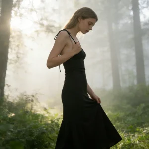 Summer 2026 European American Black Strap Side Waist Adjustable Drawstring Slimming Women s Bodycon Dress Party Casual Wear