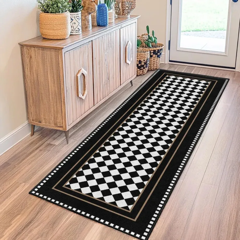 Geometric Pattern Carpet Mat Rug - Black White Star Design Home Decoration for Hallway Kitchen Carpets for Living Room Bedroom - Image 3