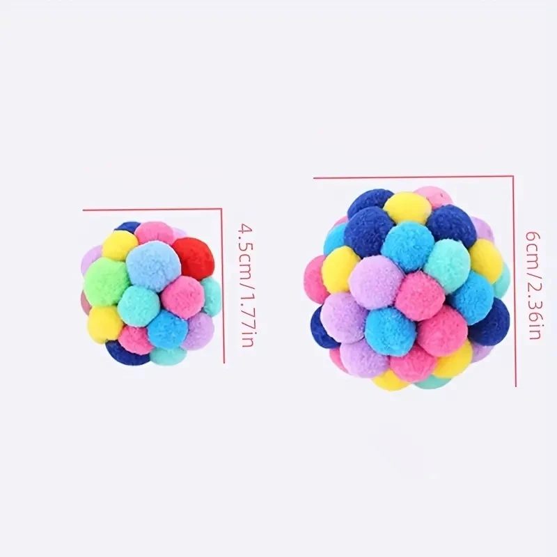 1/3PCS Cat Toys Cat Plush Ball Toy Pet Elastic Bell Ball Self Hi Ball Playing Cat Colorful Woolen Ball - Image 4
