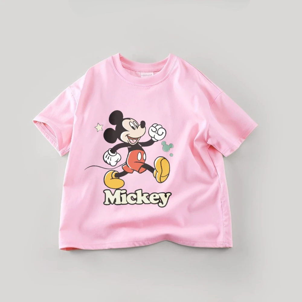 Pink Print Mickey Tees Short Sleeve Tops Baby Girls Clothing Summer Solid Color Fashion Kids Cartoon T-shirt Children's Tshirts - Image 6