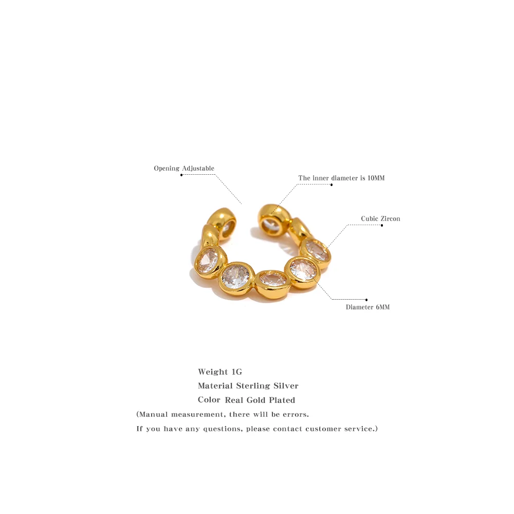 Yhpup 1PC Sterling Silver 925 Cubic Zirconia Earrings for Women High Quality Non-Piercing Clip-on Ear Bones Chic Jewelry Gift - Image 5