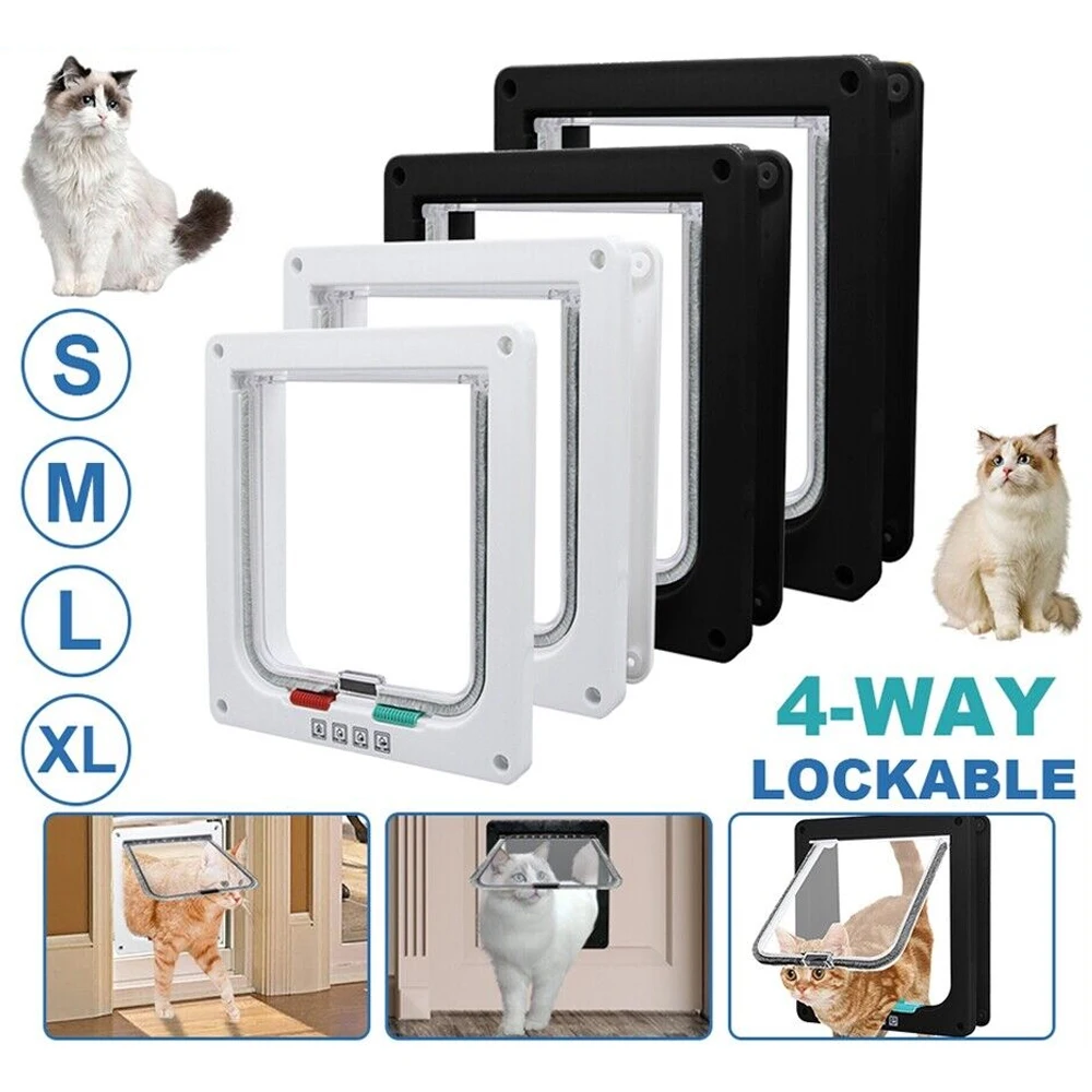 Pet Door for Windows, Large Cat Door Interior Door Pet Doors for Cat Exterior Doors 4 Modes Locking Suitable for Window and Wall