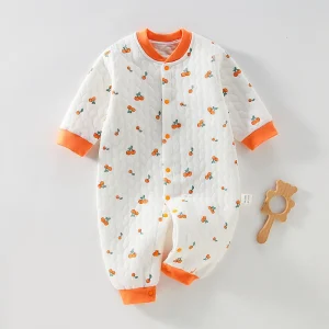 Baby Cotton Padded Romper Long Sleeve Winter Warm Outfit Cartoon Design Infant Clothes for Newborn Boys Girls Loungewear