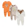 2025 3 pcs/lot Baby Boy Girls Rompers 100% Cotton Long Sleeve Overalls 0-12 Months Cool Print Newborn Jumpsuit