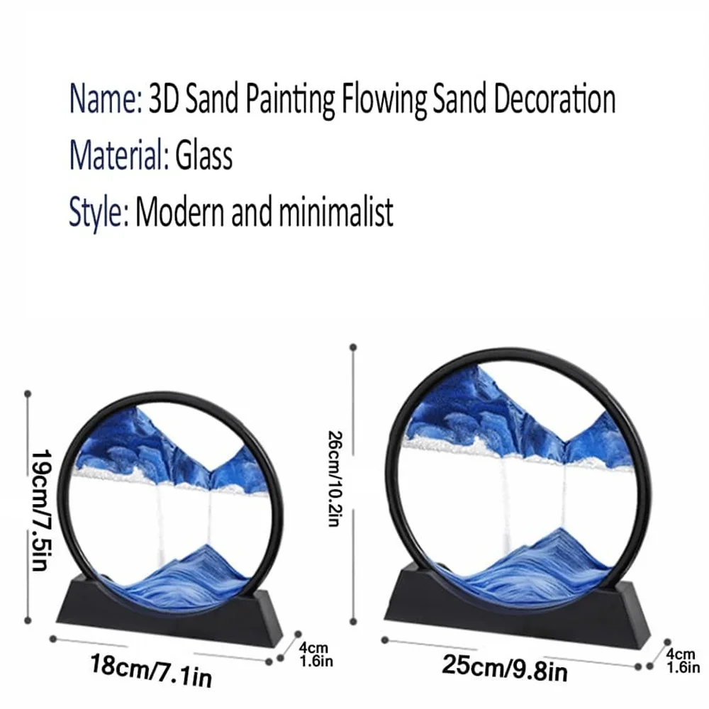 3D Moving Sand Art Picture Round Glass Deep Sea Sandscape Hourglass Quicksand Craft Flowing Sand Painting Office Home Decor Gift - Image 3