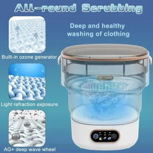 15L Portable Mini Washing Dryer Machine Collapsible Spinner for Socks Underwear Panties - Travel & Apartment Friendly Laundry