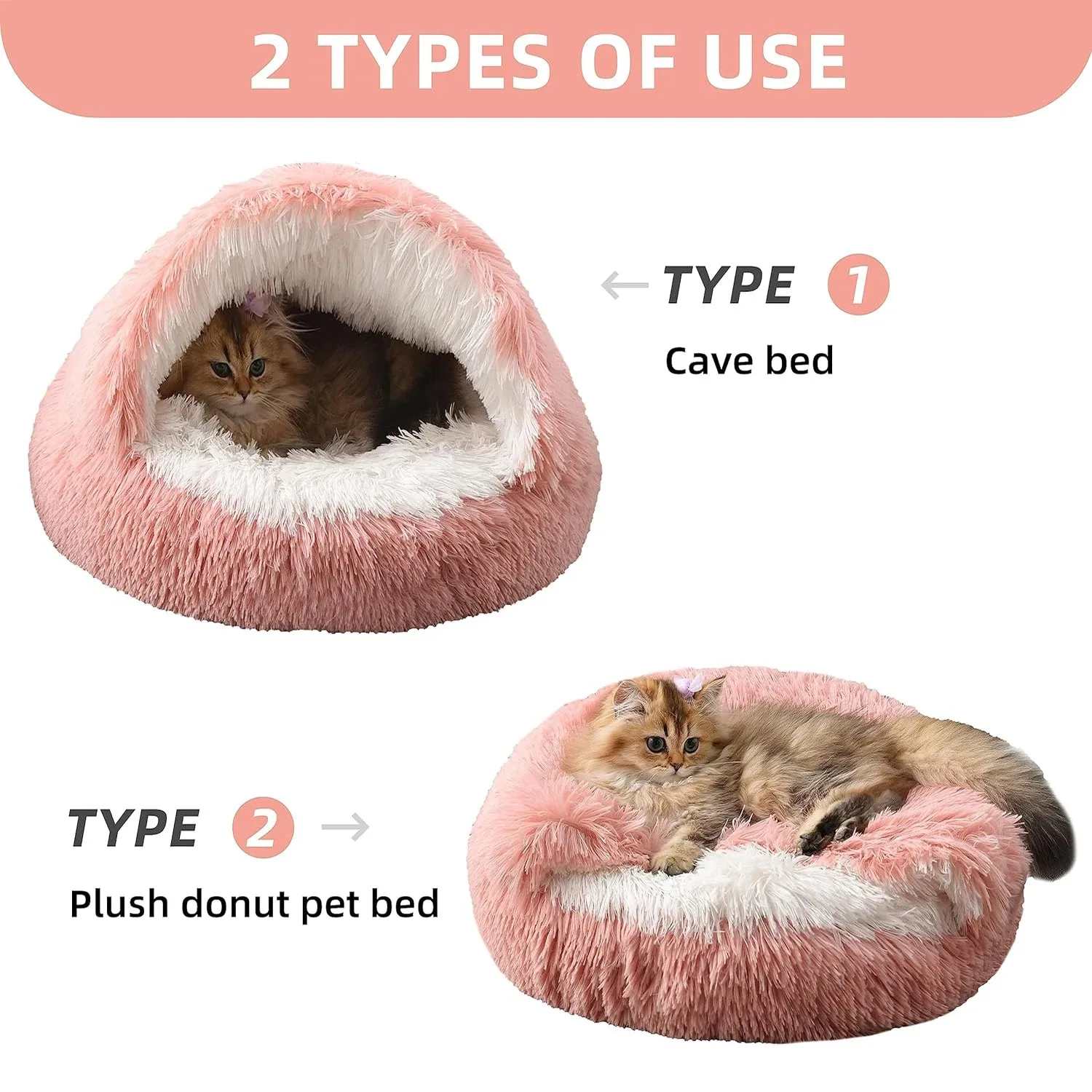 2 in 1 Soft Plush Pet Bed 50CM with Cover Round Cat Bed Pet Puppy Mattress Warm Cat Dog Sleeping Nest Cave for Small Dogs Mats - Image 5
