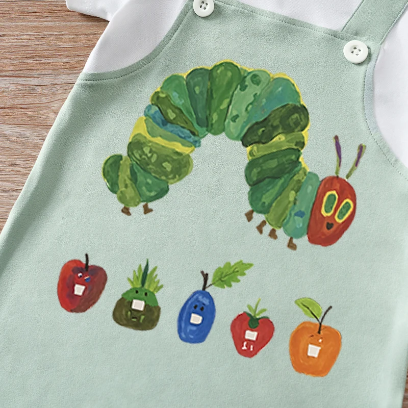 Newborn Baby Clothes Animalgreen caterpillar print Infant Jumpsuit Toddler Short Sleeve One-piece Pajamas Bodysuit Summer Romper - Image 4