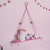 1Pc Pink/Green Wooden Shelf Hanging Decor Display Stand Wall Decor Floating Shelf Nordic Room Decor Aesthetic for Girl Kids Room