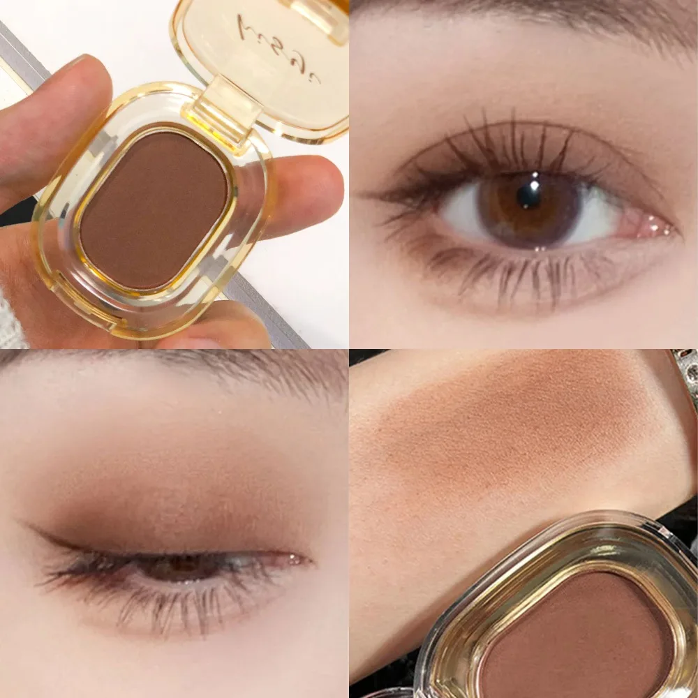 Long-lasting single brown smoky matte eyeshadow palette with shiny bright silk finish portable and easy to apply - Image 2