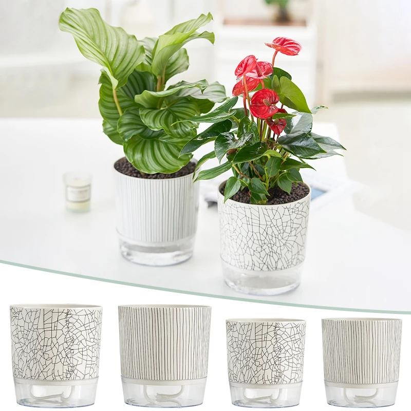 Double Layer Flower Pot Cotton Rope Self Watering Plant Pot Hydroponics Flowerpot Vases Succulent Potted Home Decoration - Image 2