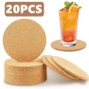 20pcs Round Cork Coasters Heat Resistant Non-slip Drink Coasters Table Protection Mat Forcoffee Cups Mugs Bowls Home Kitchen Bar