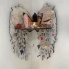 1PCS Boho Wood Angel Wing Wall Decoration Crystal Display Holder Moon Phase Floating Shelf Room Art Wall Hanging Home Decor Gift
