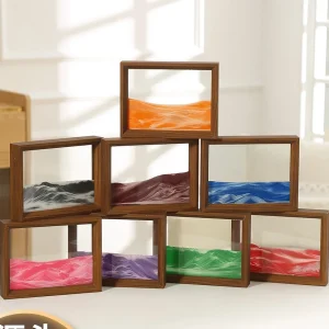 Creative Moving Sand Art Painting Square Glass 3D Deep Sea Sandscape Quicksand Hourglass Rotatable Flowing Sand Home Decor Gifts