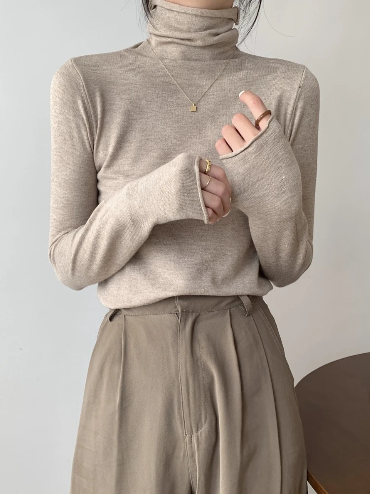 Turtleneck Slim Fit Basic Pullovers Autumn Winter Sweater Fashion Korean Knit Jumper Korean Style Simple Base Layer Tops - Image 5
