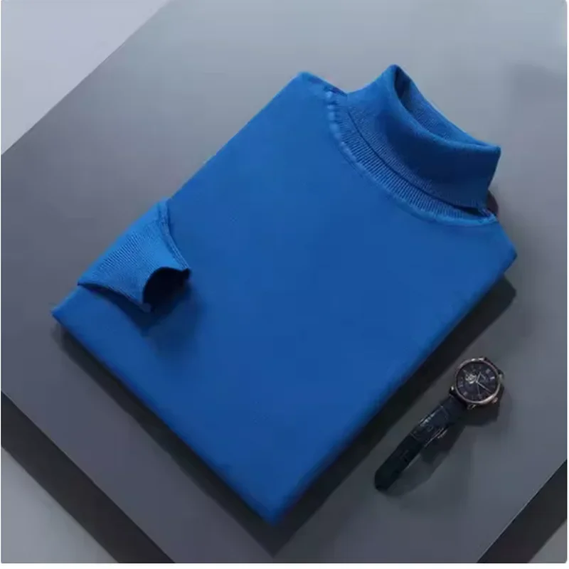 Fall/Winter 100% Wool Bottoming Shirt Men's Thickened Turtleneck Sweater Business Cashmere Knitting - Image 5