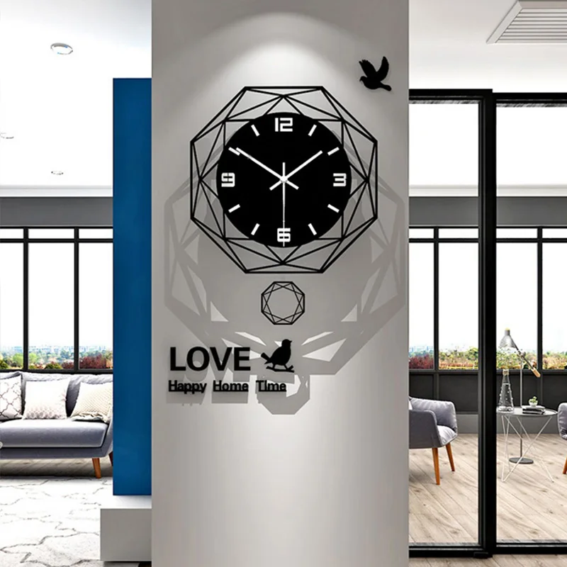 Polygonal Swinging Wall Clock with Swinging Function Suitable for Living Room Office Living Room Decoration Clock - Image 4