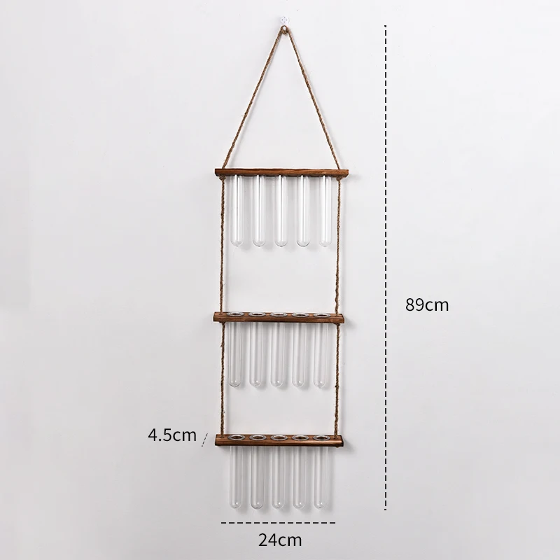 Ins Hydroponic Test Tube Vase Series Wall Mounted Wooden Frame Hydroponics Decorative Container Home Decoration Party Gift Vase - Image 4