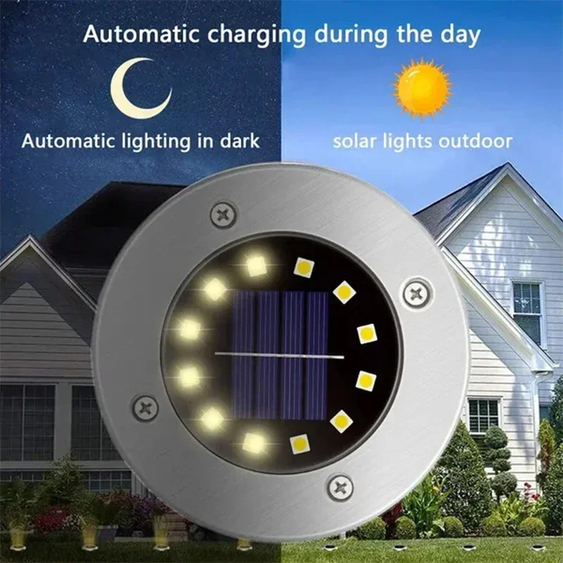1/4/8Pcs Solar Lights Outdoor 8/20LEDs Disk Underground Lamp Spotlight Buried Solar Light for Home Garden Lawn Yard Decoration - Image 2