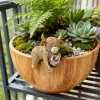 Cute Highland Cow Resin Statue Planter Edge Decor Figurine Holding Wine Glass Whimsical Succulent Pot Accessory for Home/Outdoor