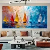 1pc Vibrant Impressionist Sailboat Canvas Art - Frameless Modern Wall Decor, Colorful Seaside Scene for Living Room & Bedroom, C