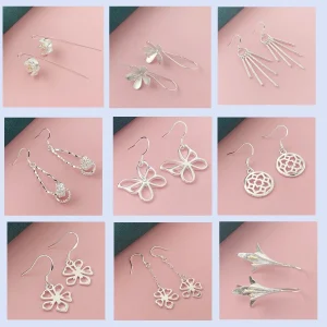 925 Silver Heart Shape Earrings Women Exquisite Student Jewelry Accessories