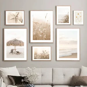 Beige Beach Starfish Shells Reeds Posters And Prints Wall Wall Art Canvas Painting Nordic Pictures For Living Room Home Decor