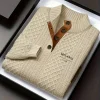Men's Autumn Winter Stand Collar Knitted Sweater Casual Mature Fashionable All-over Patterned Crew Neck Pullover