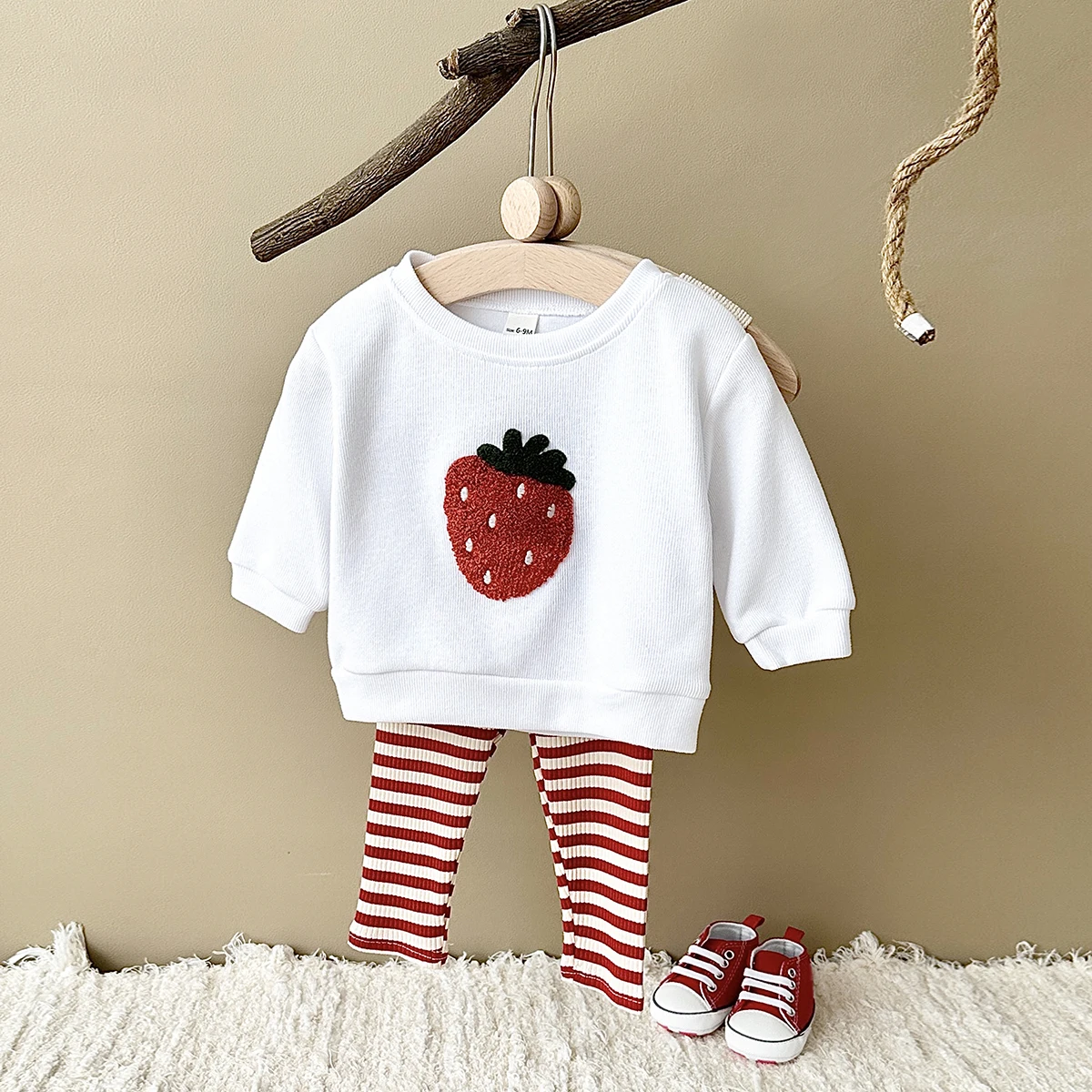 0-3Y Baby Girl Clothing Toddler Boys Sets Infant Suit Long Sleeved Pullover Shirt Cotton Newborn Baby Clothes Fruit Embroidery - Image 4