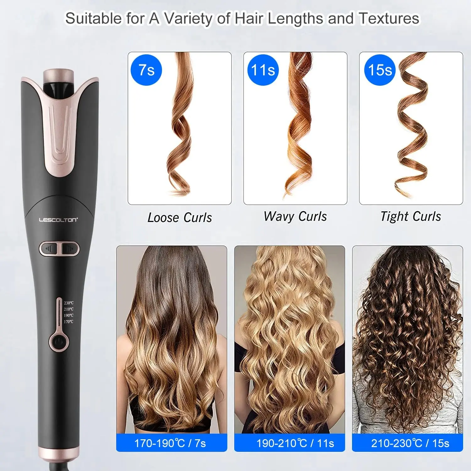 LESCOLTON Automatic Curling Iron Innovative Large Curl Professional Hair Curler Automatic Curling Hair Styling Tool for All Ages - Image 3