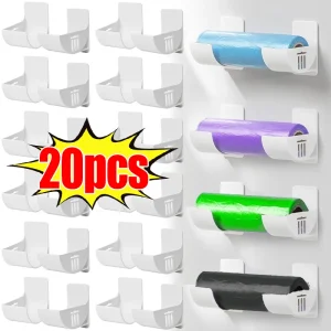 Self-Adhesive Trash Bags Holder Wall Mount Garbage Bag Storage Rack Bathroom Kitchen Organizer Bag Freshness Film Roll Dispenser
