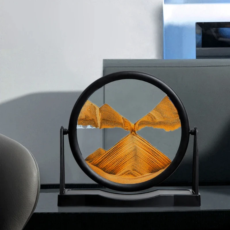 Rotatable Sandscape Moving Sand Art Picture Round Glass Quicksand Liquid Hourglass Office Home Decor Flowing Sand Painting Gifts - Image 4