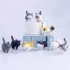 Mini Kitten Statue Simulation Animal Model Cartoon Funny Cat Figurine with Bowknot Design Desktop Ornament Dollhouse Decor