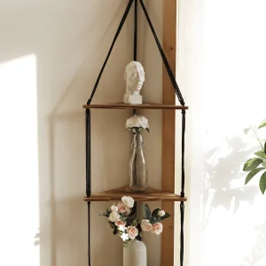 Wooden Corner Shelf Wall Decor Pot Storage Display Stand Macrame Floating Shelf Wall Organizer Boho Room Nordic Home Decoration