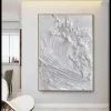 White Abstract Minimalist Textured Wall Art Ocean Wave Beach Painting on Canvas WabiSabi Wall Decor for Living Room Poster Pr
