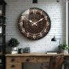 Wooden Silent Wall Clock nate gold wall clock intricate patterns Quartz Analog Clock Farmhouse,Office Idea Christmas Halloween