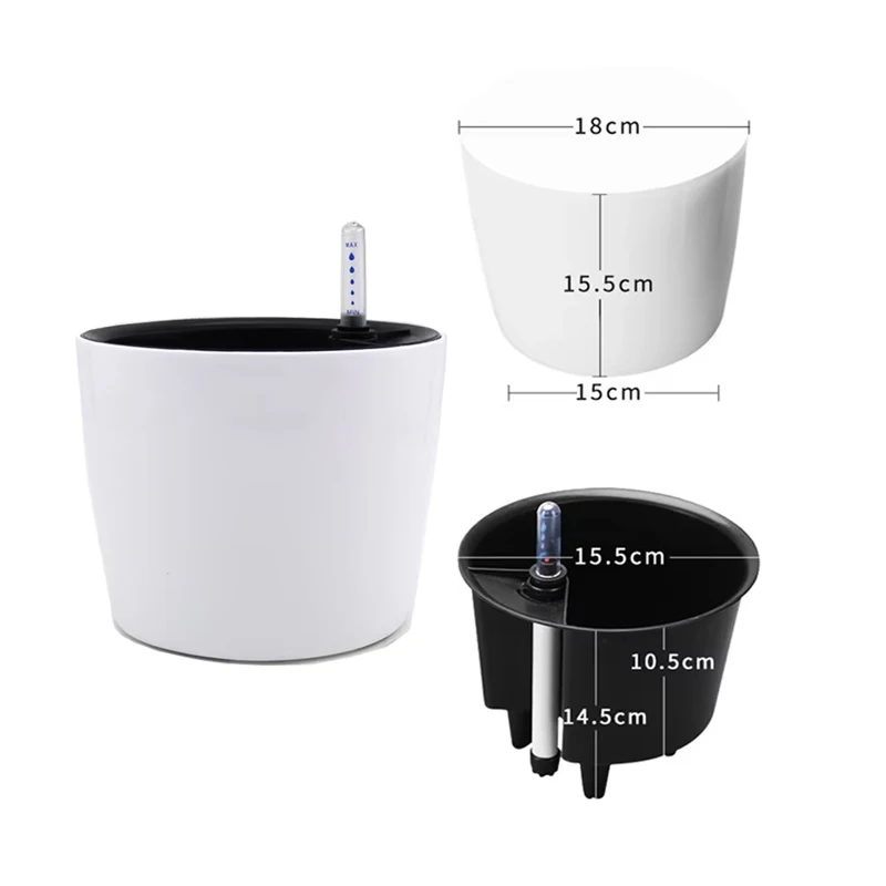 1Pc Indoor Plants Self Watering pots Plastic Flower Pot with Water Level Indicator for Plants Home decoration Planer