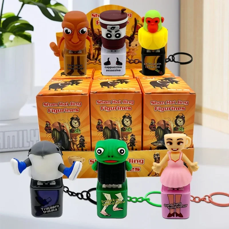 Brainrot Keychain Tung Tung Tung Sahur Figure Toy Tralalero Tralala keyring Luminous Sound Button Model Office Desk Home Decor - Image 6