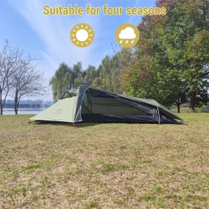 Backpacking Tent 1 Person Ultralight Aluminum Pole Stormproof Camping Tent Suitable for Four Seasons Single Person Tent