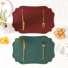 1/6/10PCS Christmas Green Red Gift Placemats Table Mat Tableware Pad PU Leather Non-Slip Square Shape Placemat Soft Bowl Coaster