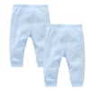 2 Pcs/lot Newborn Baby Boys Girls Long Pants 0-12 Months Solid Blue Design 100% Cotton Infant Trousers