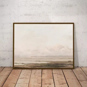 Pink Hazy Beach Vintage Oil Painting On Canvas Poster Seascape Coastal Landscape Reproduction Fine Art Prints Living Room Decor